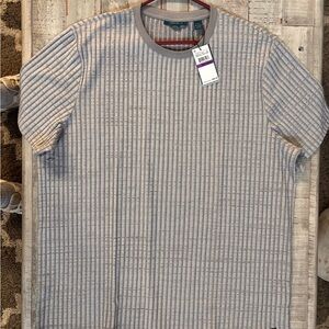 Perry Ellis Gray Ribbed Short Sleeve Tee